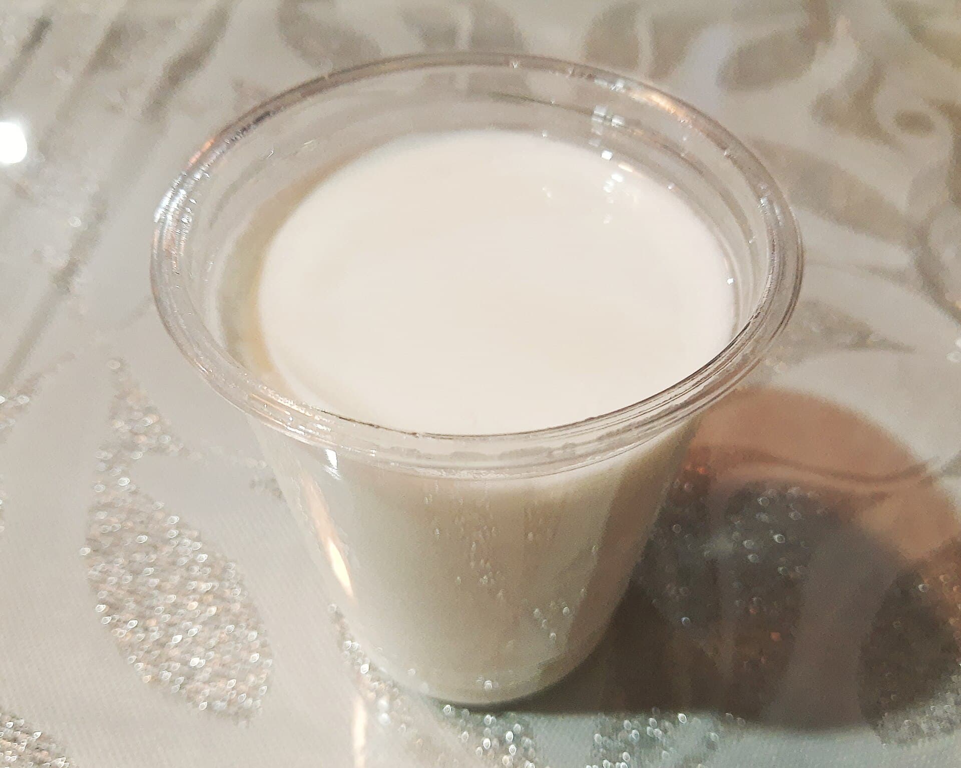 A glass of homemade kefir
