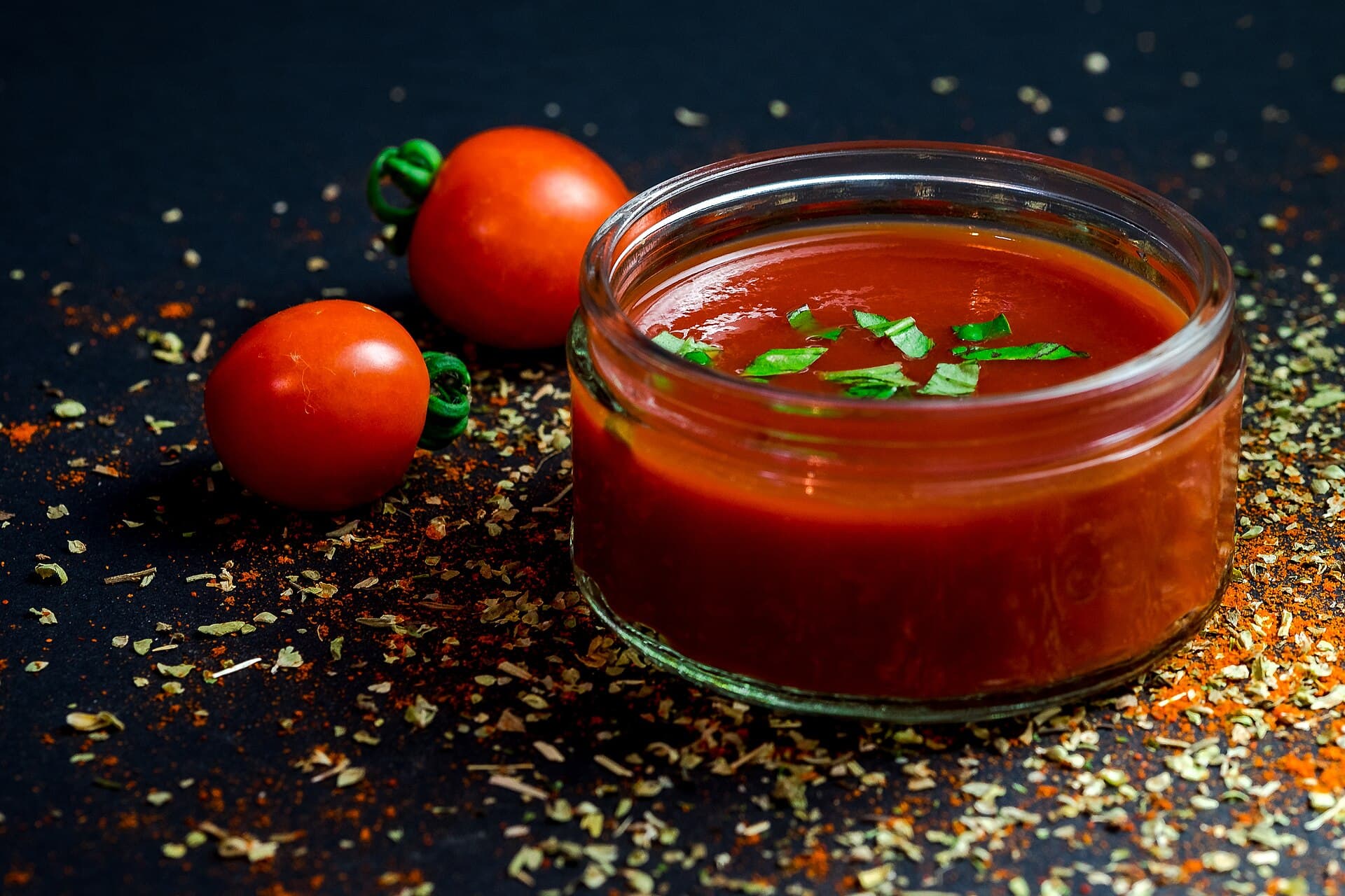 Fresh tomato sauce in a jar